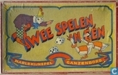 Twee spelen in één Harlekijnspel Ganzenbord