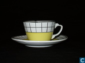 Granit espresso kop en schotel geel 