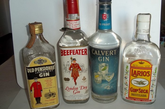 gin old pensio<em></em>ner (1960s) & gin beefeater (1980s)