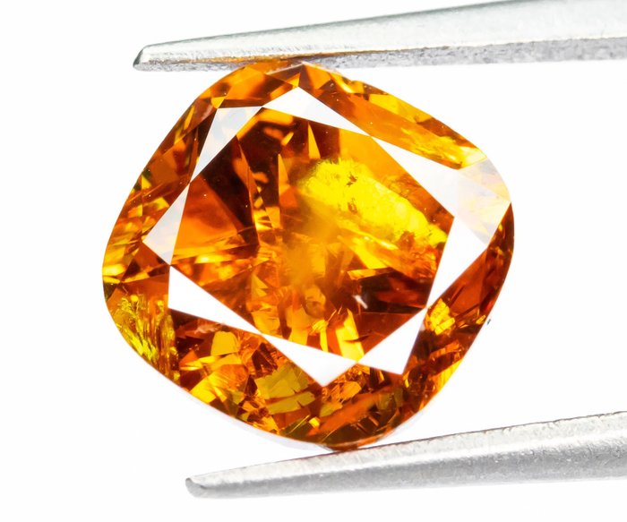 Diamond - 1.51 ct - Natural Fancy VIVID Yellowish Orange - I2 *NO 