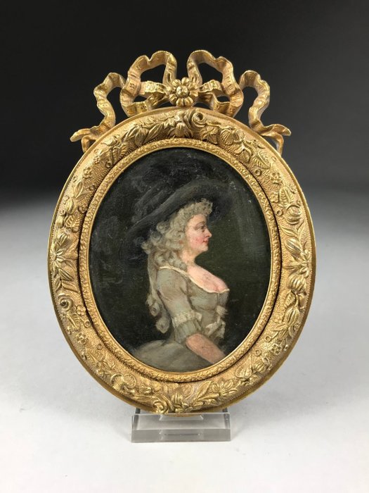 Portrait miniature of Marie Antoinette - Oil painting on mahogany