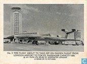 'Fire Flash' about to take off on maiden flight from London Airport. Passenger capacity 600.