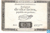 Bankbiljet - Assignat - Frankrijk 10 Livres