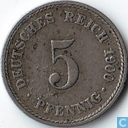 German Empire 5 pfennig 1900 (A)