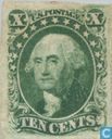 Franklin, Jefferson en Washington inschrift POSTAGE ongetand