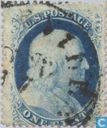 Franklin, Jefferson en Washington inschrift POSTAGE getand