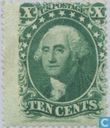 Franklin, Jefferson en Washington inschrift POSTAGE getand