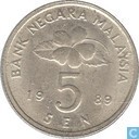 Coin - Malaysia - Malaysia 5 sen 1989