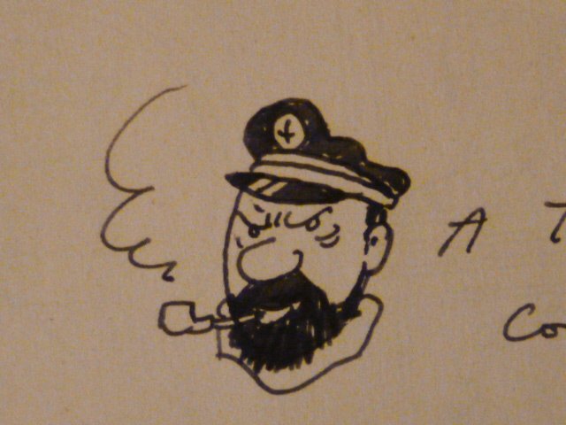 Tintin - Dédicace Hergé met kapitein Haddock - [jaren '70]
