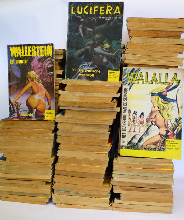 104 erotische volwassen strips, Wallestein, Lucifera, Jolanda en meer - sc - (1971 / 1985)