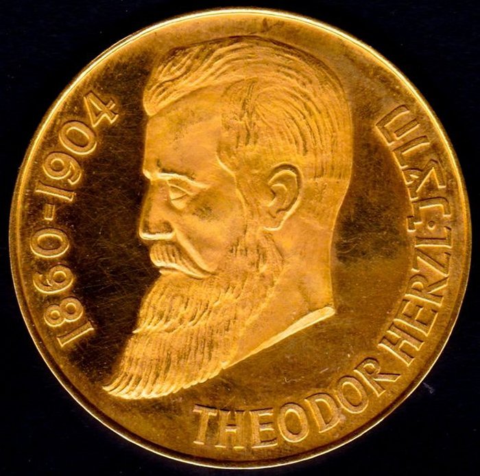 Israël - Penning 1948 Theodor Herzl (1860-1904) goud