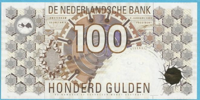 Banknote 100 gulden 'Steenuil' 1992 NetherlandsHolland