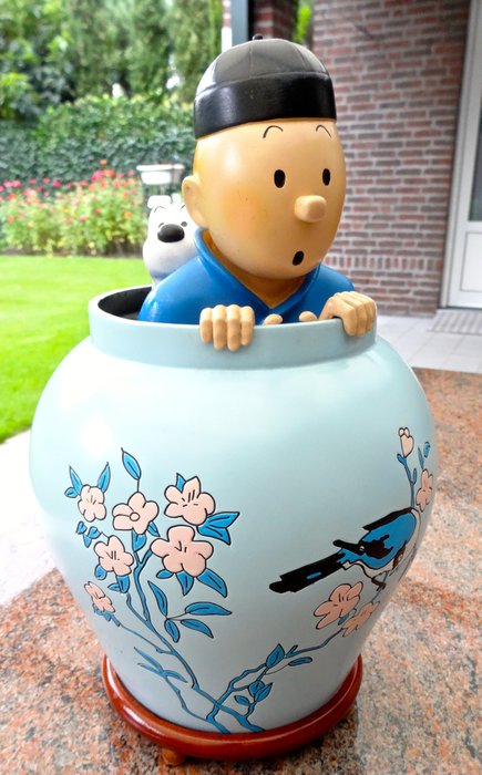 Tintin - statuette Pixi Patrick Regout - Potiche Lotus Bleu (1991)  