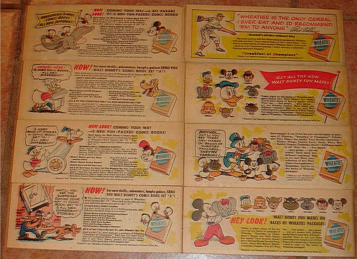 WHEATIES CEREAL PREMIUM MINI GIVEAWAY PROMO SET A MICKEY MOUSE 1 2 3 4 5 6 7 8 a 