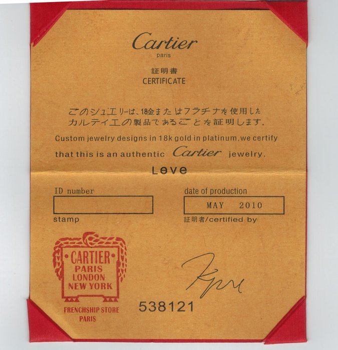 cartier certificate