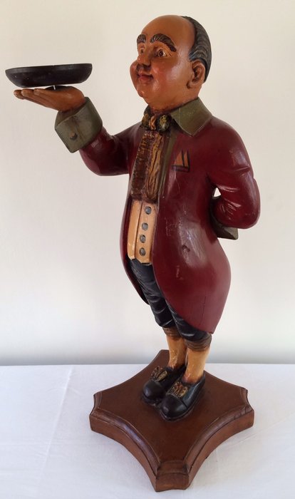 Wooden waiter/bellhop with a tray - 20th century