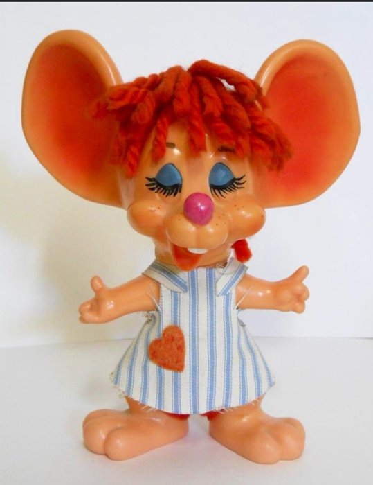 1970 Roy Des of Fla Topo Gigio Big Ear Hillbilly Country Girl Mouse Doll Bank