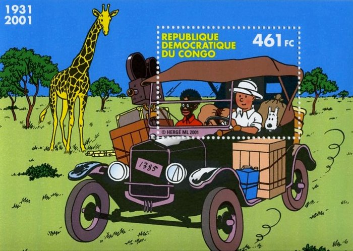 Hergé - Collectie postzegels "Kuifje in Afrika"  (2001)