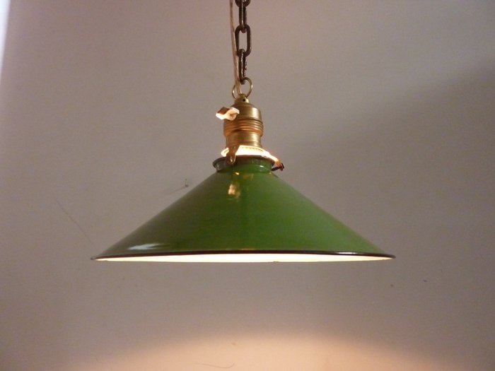 Wonderbaar Groene emaille hanglamp - jaren 30 - Catawiki UA-53