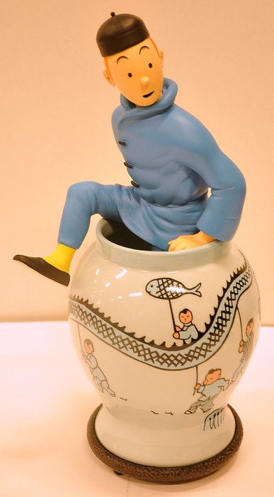 Kuifje - Porcelain figurine - Kuifje coming out of a vase - De Blauwe Lotus (2006)