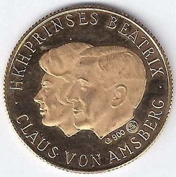 Nederland - Penning "Huwelijk Beatrix en Claus 10 maart 1966" goud