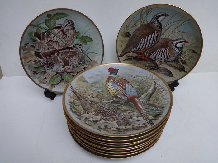Franklin Mint Gamebirds of the World By Basil Ede - een set van 12 porseleinen borden.