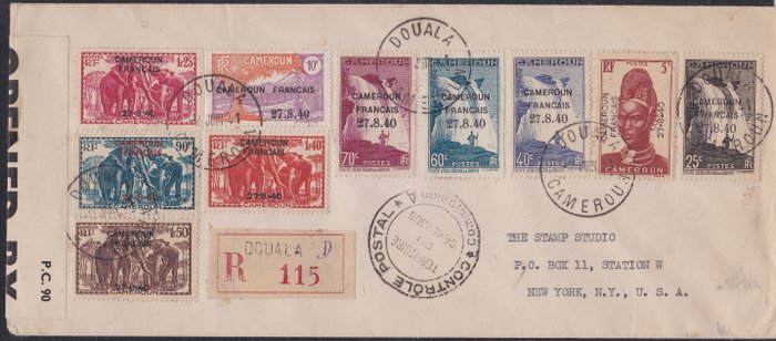 Cameroon 1941 - Letter sent to the USA with 10 stamps of French ...