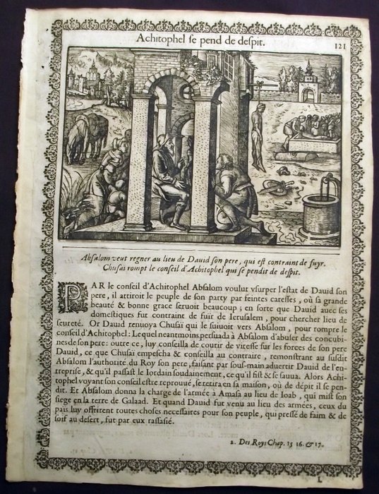 Jean Cousin Attributed 2 Woodcuts On Rare Bible Leaf