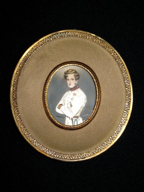 Ivory miniature portrait of Napoleon II King of Rome - approx. 1830 - Signed