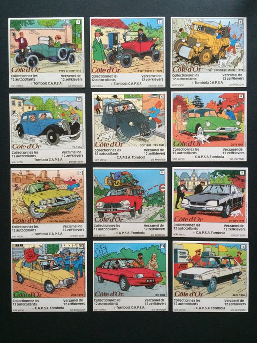 Tintin - 12 Autocollants Côte d'Or - (1984)