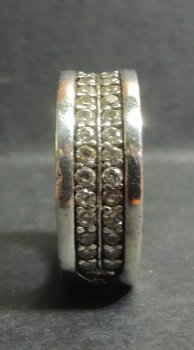 Silver Bvlgari ring with double row 