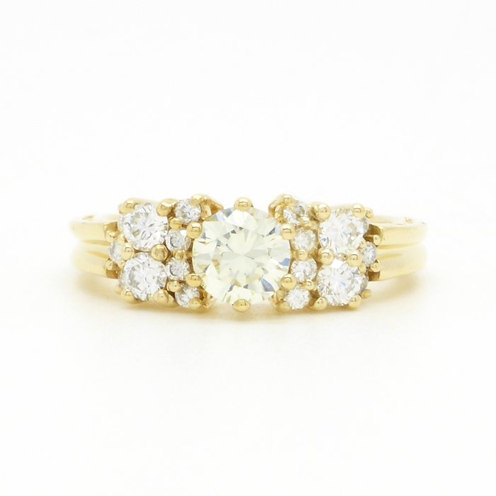 Yellow golden ring set with 1.23 ct. in diamonds - Catawiki