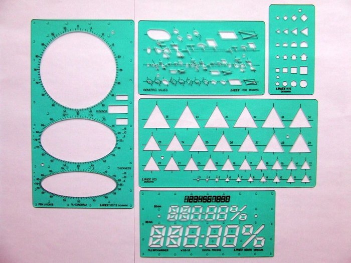 LINEX 1133-33 TRIANGLES TEMPLATE FOR DRAWING-DENMARK-33 triangles in mm 
