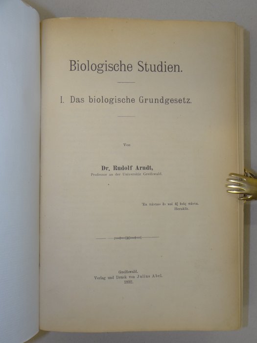 Biology; Rudolf Arndt - Biologische Studien - 1892-95 - Catawiki