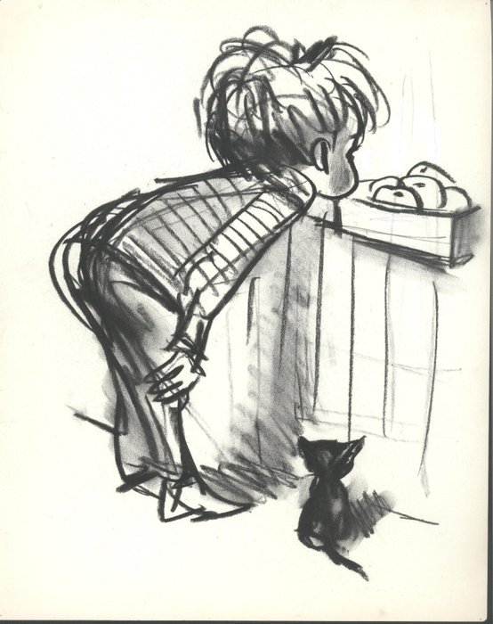 Gabrielle Vincent (Monique Martin) - Original drawing - 1960s