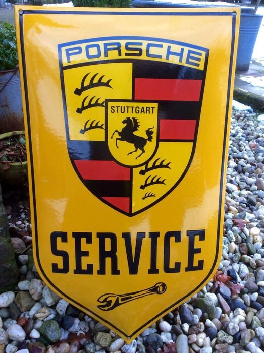 Emaille  werkplaatsbord - " Porsche Service "