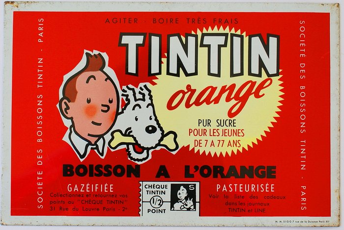 Tintin Orange Drink Soda Pop Advertising Vintage Retro Wall Decor Metal Tin Sign 