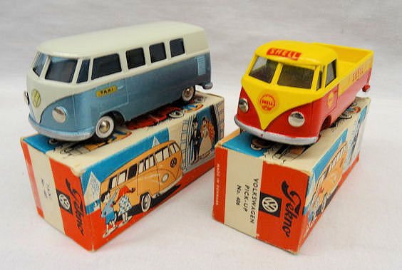 Tekno - 1/43 scale - Lot of 2 x Volkswagen Bus T1: Taxi No.407 and Pick ...