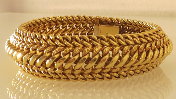Bracelet gourmette large en or jaune