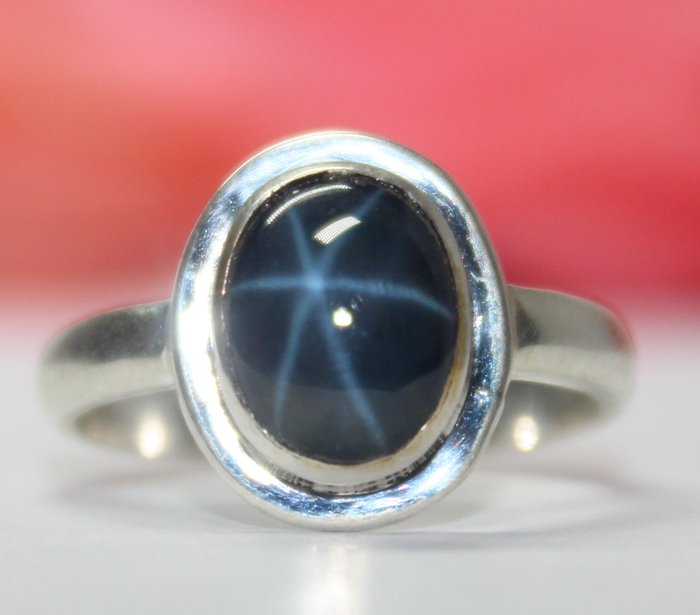 Men's ring with natural star sapphire - Catawiki
