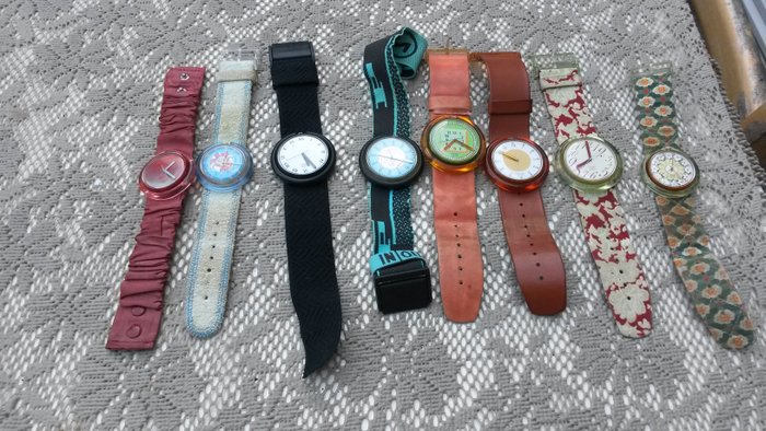 Sammlung mit 8 Pop Swatch Uhren - 20. Jahrhundert