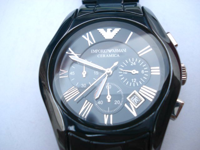 EMPORIO ARMANI Mens Blue Ceramica Chronograph Watch Model - Catawiki