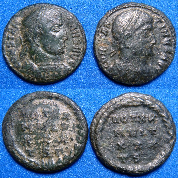Roman Empire - LOT of 2 x Silvered AE3 Nummus of - Catawiki