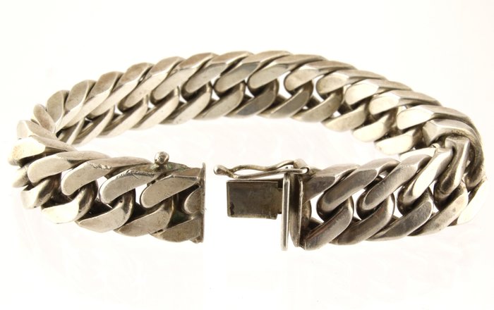 Silver men’s chain bracelet. - Catawiki