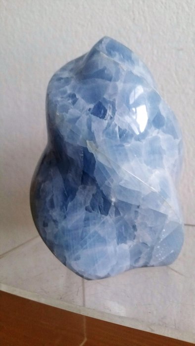 5 Blue Calcite Crystal Flame Carving