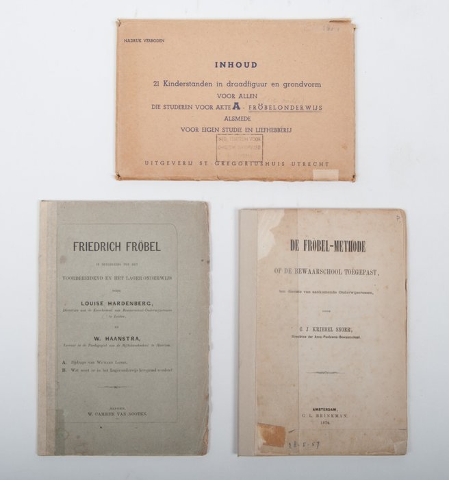 Pedagogie; Kavel met 3 uitgaven van Friedrich Fröbel - 1874/1878
