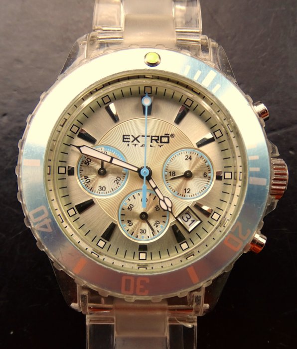 Reloj de pulsera cronógrafo Extro Italy con diseño deportivo para hombre, sin usar 