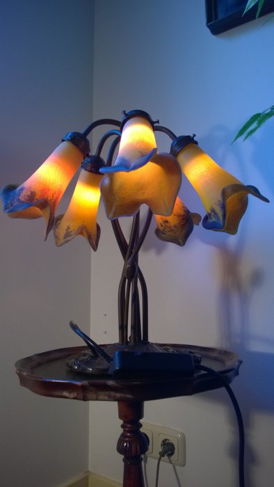 Art de France table lamp, 5 shades - France - ca. 1975

