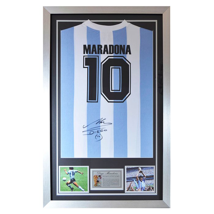 thief Ownership Jumping jack Personally Signed Diego Maradona Argentina Framed Shirt - - Catawiki
