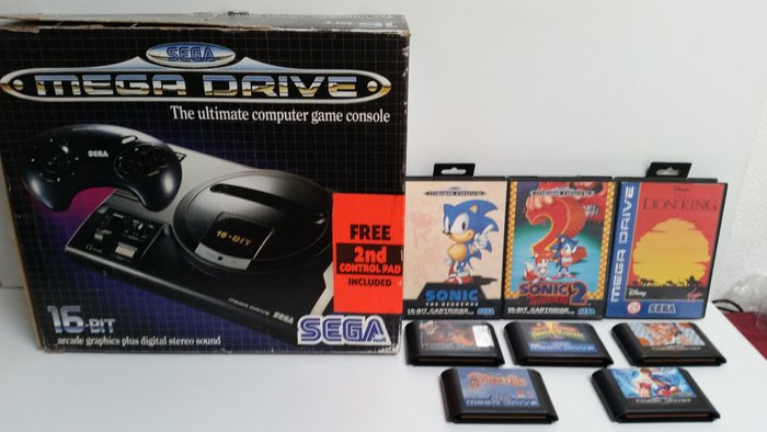 Sega Mega Drive console, complete in box, with 8 games - - Catawiki